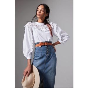 Anthropologie OTHILIA Caty Ruffled Eyelet Blouse